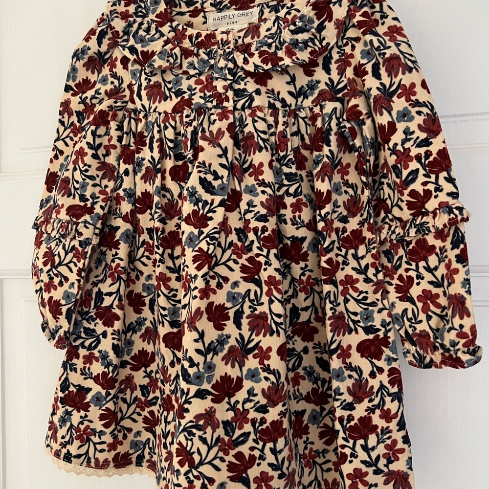 Happily Grey Cream Floral Long-Sleeve Girls' Blouse